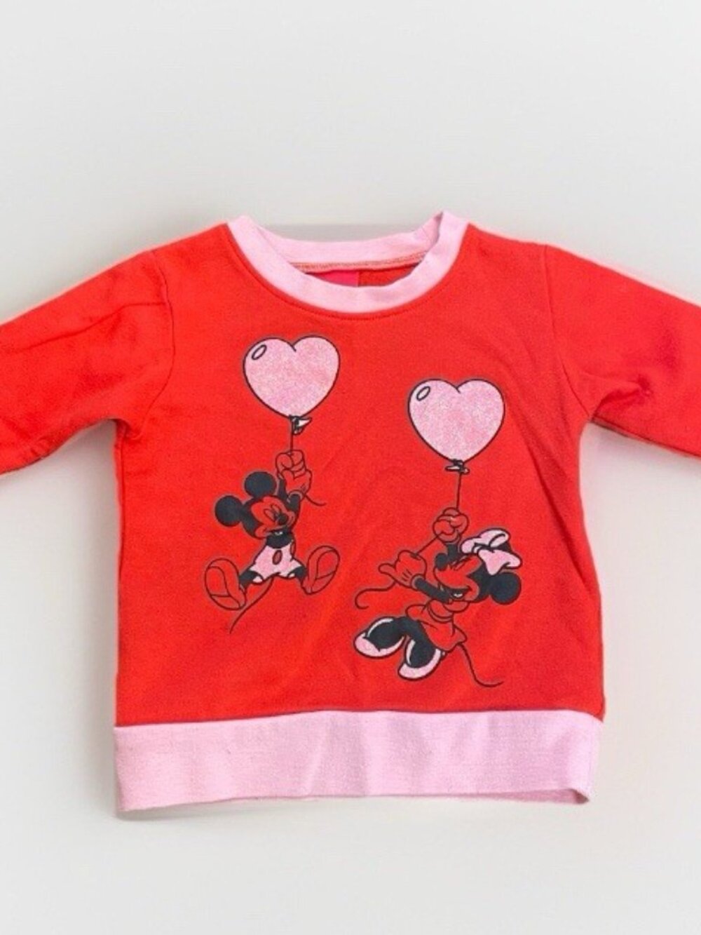 Disney Size 2T Valentine’s Day Mickey Minnie Red pink Graphic Cozy Sweatshirt
